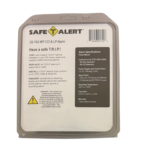 Mini Safe T Alert - Dual LP/CO Alarm - Flush Mount White - 25-742-WT