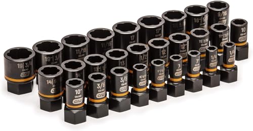 28 Pc. GEARWRENCH 1/4" & 3/8" Drive Bolt Biter™ Impact Extraction Socket Set - 84784