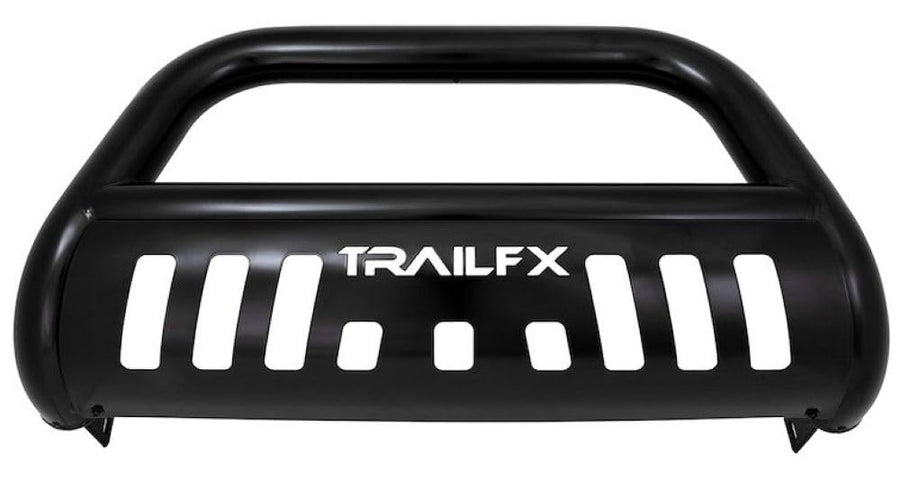 Bull Bar TrailFX B0030B Fits Toyota Tacoma 2016-2023 Tubular 3 Inch, Black Powder Coated Steel, With Skid Plate, Holes for Optional Lighting