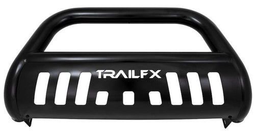 Bull Bar TrailFX B0030B Fits Toyota Tacoma 2016-2023 Tubular 3 Inch, Black Powder Coated Steel, With Skid Plate, Holes for Optional Lighting