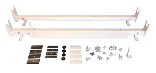 TrailFX Van Universal Ladder Rack Fits Ford Transit-150 2015-2025 Adjustable 2-Bar 500 lb Capacity White Powder-Coated Steel Bolt-On Fit for Vans Without Gutters
