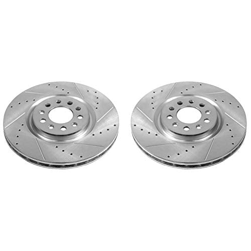 Power Stop Brake Rotor Set Front For Chrysler 200 2015-2017, Jeep Cherokee 2014-2023 [Model Specific] Drilled & Slotted Rotor Pair AR83087XPR