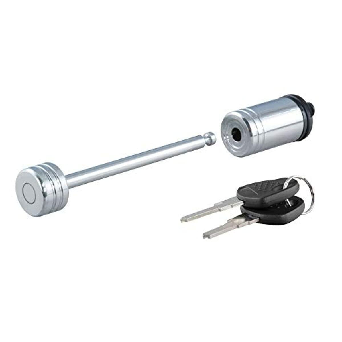 CURT Chrome Trailer Tongue Coupler Lock, 1/4-Inch Pin Diameter, Span Up to 3-3/8-Inch