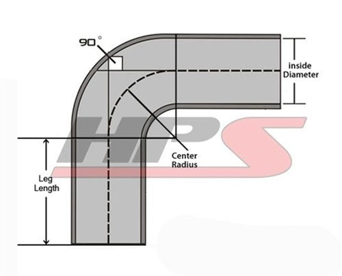 HPS Silicone High Temperature 90 degree Elbow Coupler Hose HTSEC90-162-BLK, 75 PSI Maximum Pressure, 3.75" Leg Length on each side, 1-5/8" ID, Black