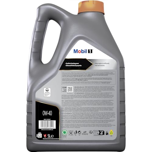 European Car Formula Mobil 1 Full Synthetic Motor Oil 0W-40, 5 Quart