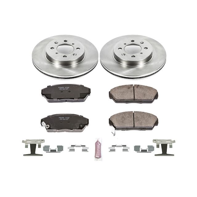 Power Stop KOE688 Front Replacement Brake Kit-OE Brake Rotors & Ceramic Brake Pads For Acura Integra 1990-1993, Honda Civic 1990-1993 [Model Specific]