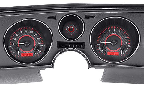 Dakota Digital VHX System-Analog Clock Compatible with 1969 Chevy Chevelle/El Camino Carbon Fiber Style Face w/Red Display