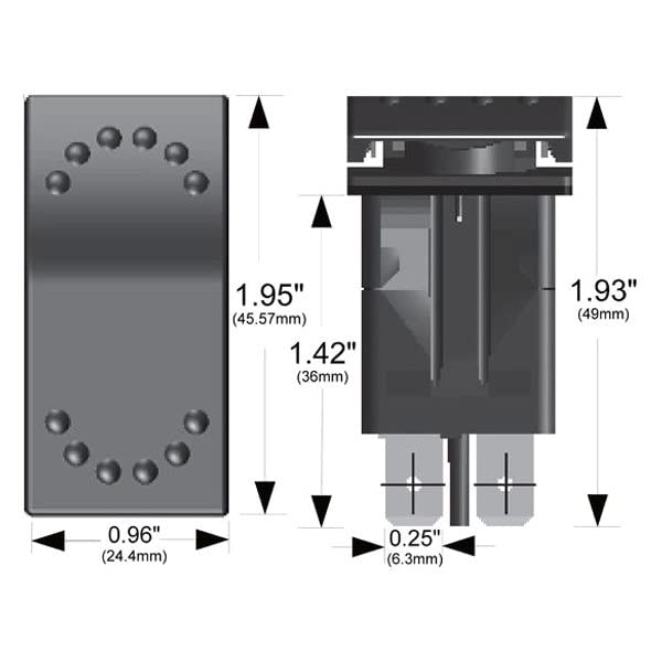 Rocker Switch Bulldog Winch 20285 - Momentary On/Off, 4-Pin, Black