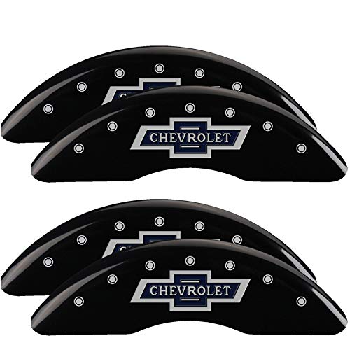 Caliper Covers MGP - Brake Caliper Covers Compatible with 2020-2025 Chevy Silverado 2500 HD, 2020-24 3500 HD - Powder-Coated Finish, 4 PCS Front and Rear (Black - 100 Anniversary Engraving)