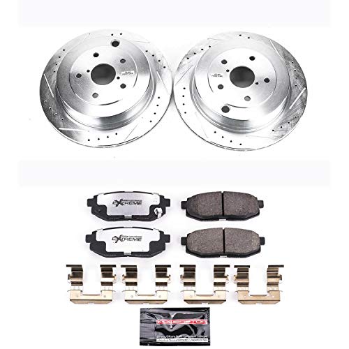 Power Stop K4645-26 Z26 Carbon Fiber Brake Pads Rear with Drilled & Slotted Brake Rotors Kit For Subaru B9 Tribeca 2006-2007 | Subaru Tribeca 2008-2014 [Vehicle Specific]
