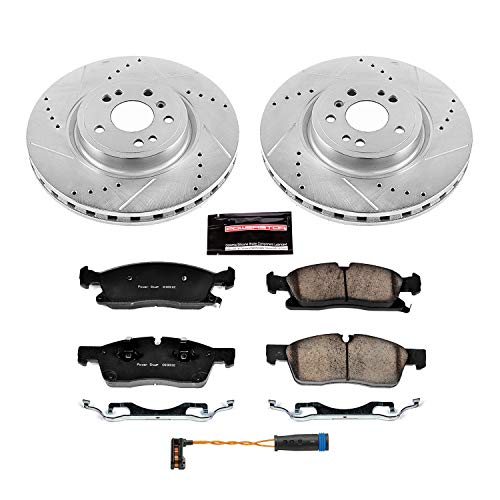 Power Stop K7697 Z23 Carbon Fiber Brake Pads with Drilled & Slotted Brake Rotors Kit Front