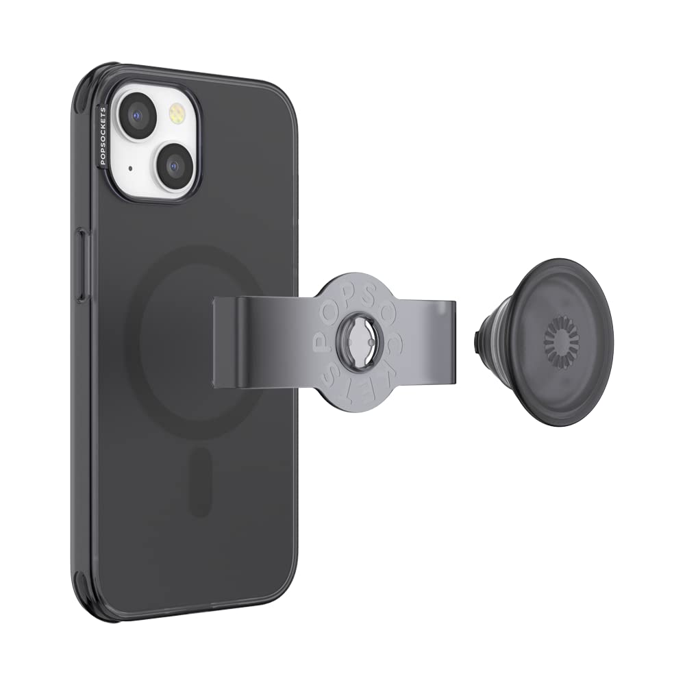 iPhone 14 Case PopSockets with Phone Grip and Slide Compatible with MagSafe, Phone Case for iPhone 14, Wireless Charging Compatible - Transluscent Black