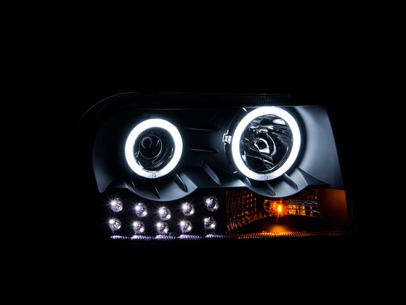 Headlight Assembly Anzo USA 121152 LED Strip Clear Lens Pair CCFL Black