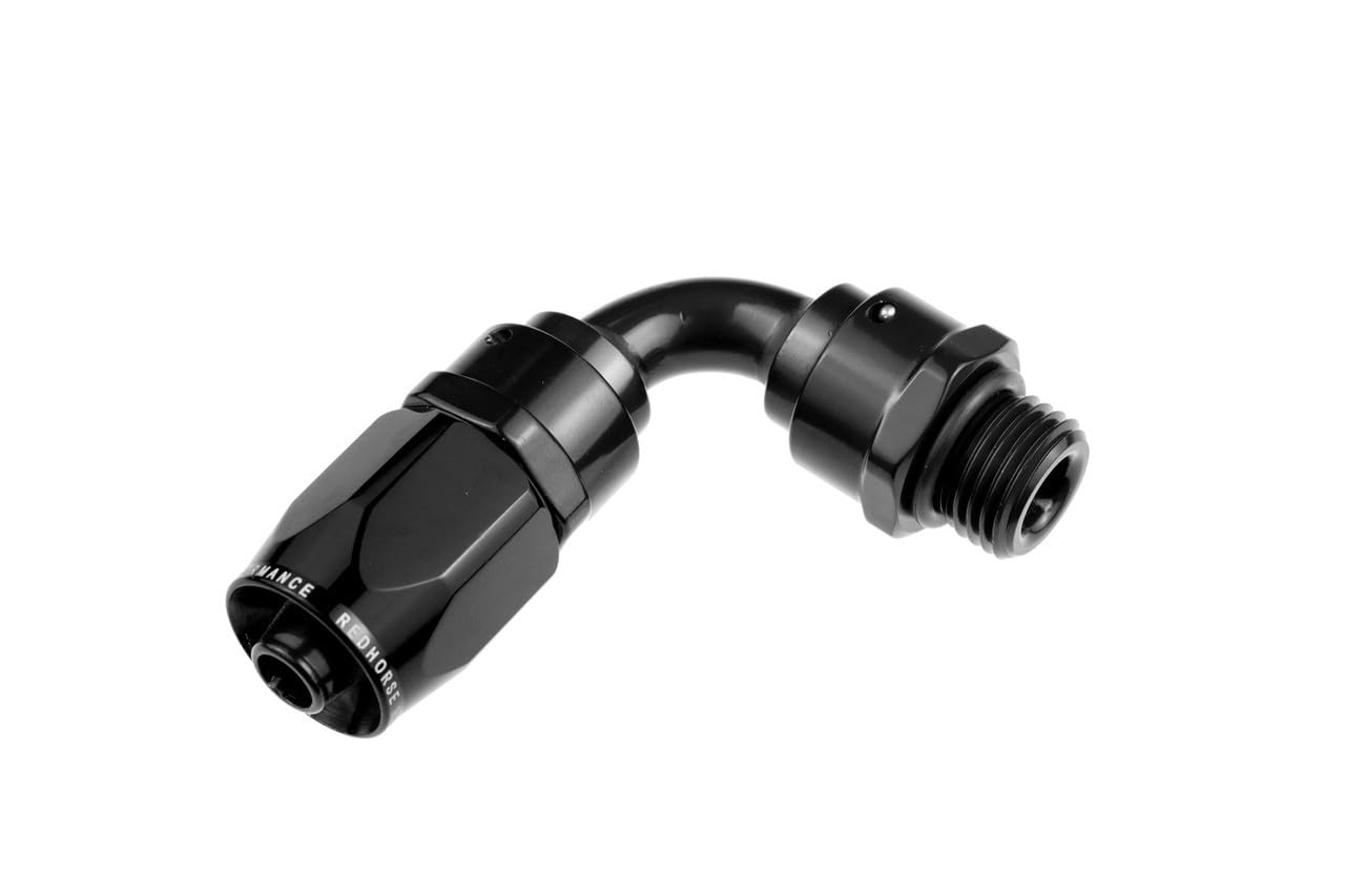 Performance Red Horse 1390-06-06-2 -06 An 90 Degree Hose End With -06 Orb Male End-Black