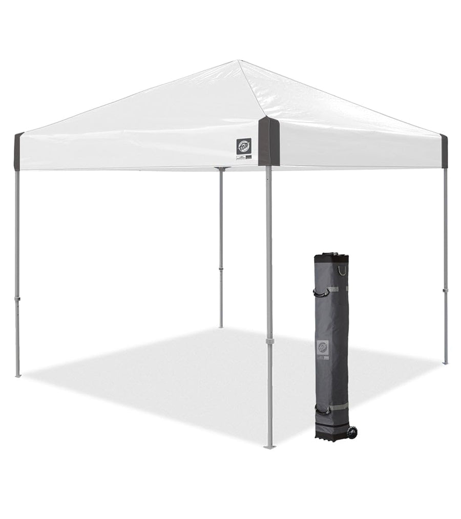 E-Z UP 10'x10' Ambassador Shelter Tent w/Spikes & Roller Bag Slate white
