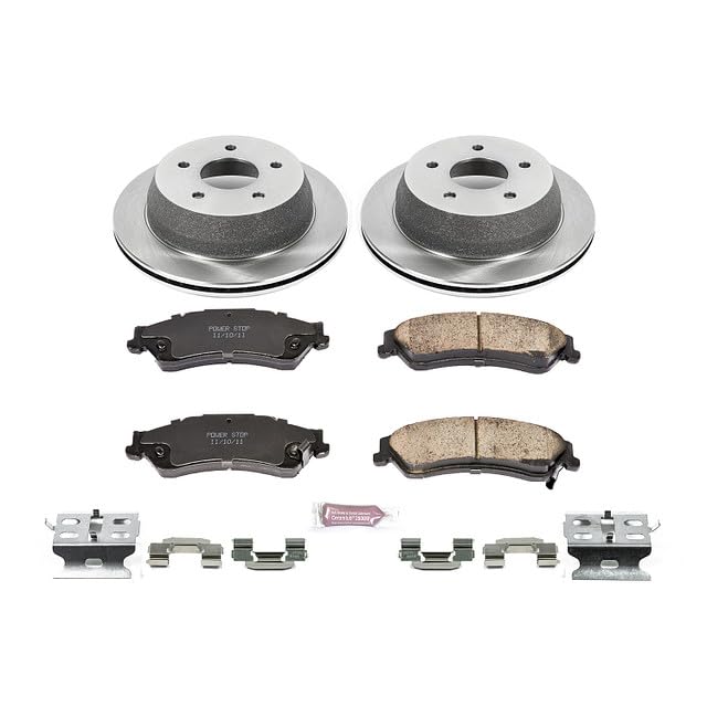 POWERSTOP Autospecialty KOE2008 Rear Replacement Brake Kit-OE Brake Rotors & Ceramic Brake Pads For Chevrolet Blazer, Chevrolet S10, GMC Jimmy, GMC Sonoma [Model Specific]