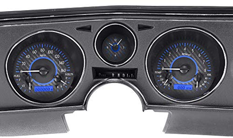 Dakota Digital VHX System-Analog Clock Compatible with 1969 Chevy Chevelle/El Camino Carbon Fiber Style Face w/Blue Display