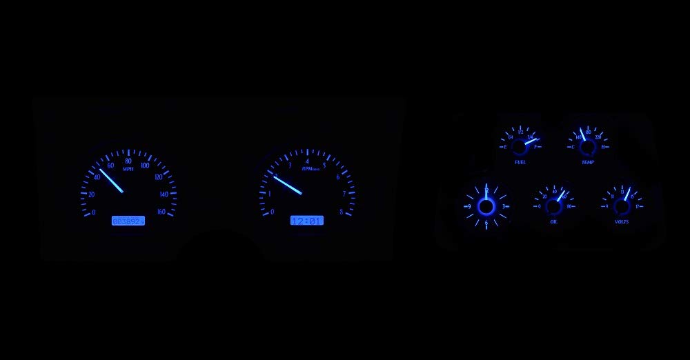 Dakota Digital 1978-82 VHX System-Analog Clock-Chevy Corvette Carbon Fiber Style Face, Blue Display