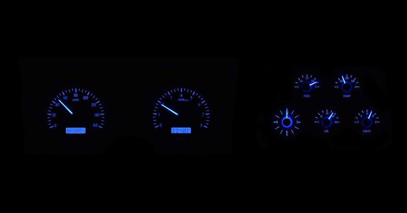 Dakota Digital 1978-82 VHX System-Analog Clock-Chevy Corvette Carbon Fiber Style Face, Blue Display