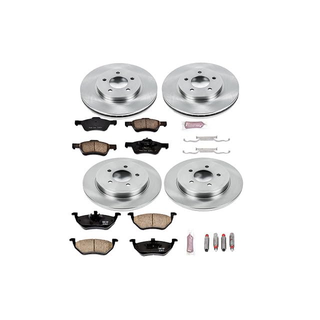 POWERSTOP Autospecialty KOE4024 Front and Rear Replacement Brake Kit-OE Brake Rotors & Ceramic Brake Pads For Ford Escape, Mazda Tribute, Mercury Marine [Model Specific]