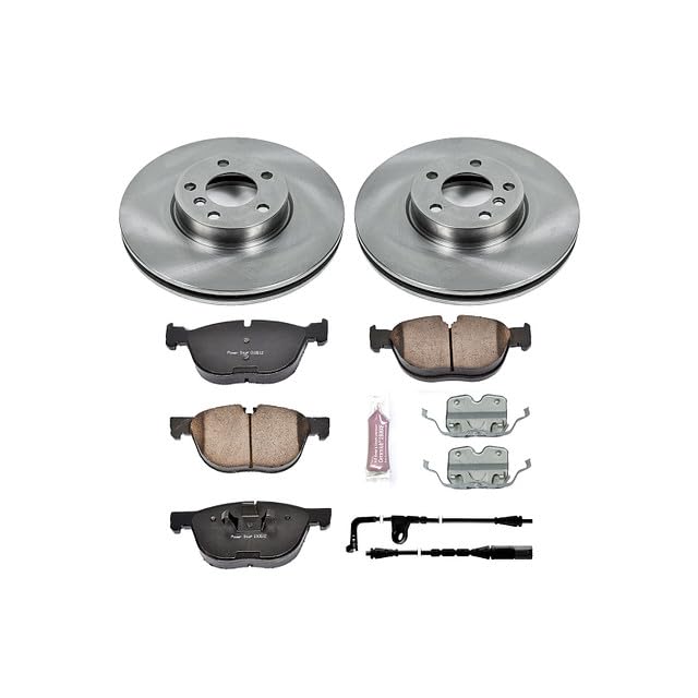 Power Stop Autospecialty KOE4693 Front Replacement Brake Kit-OE Brake Rotors & Ceramic Brake Pads and 1 Front Sensor Wire For BMW X5 2007-2010 [Model Specific]
