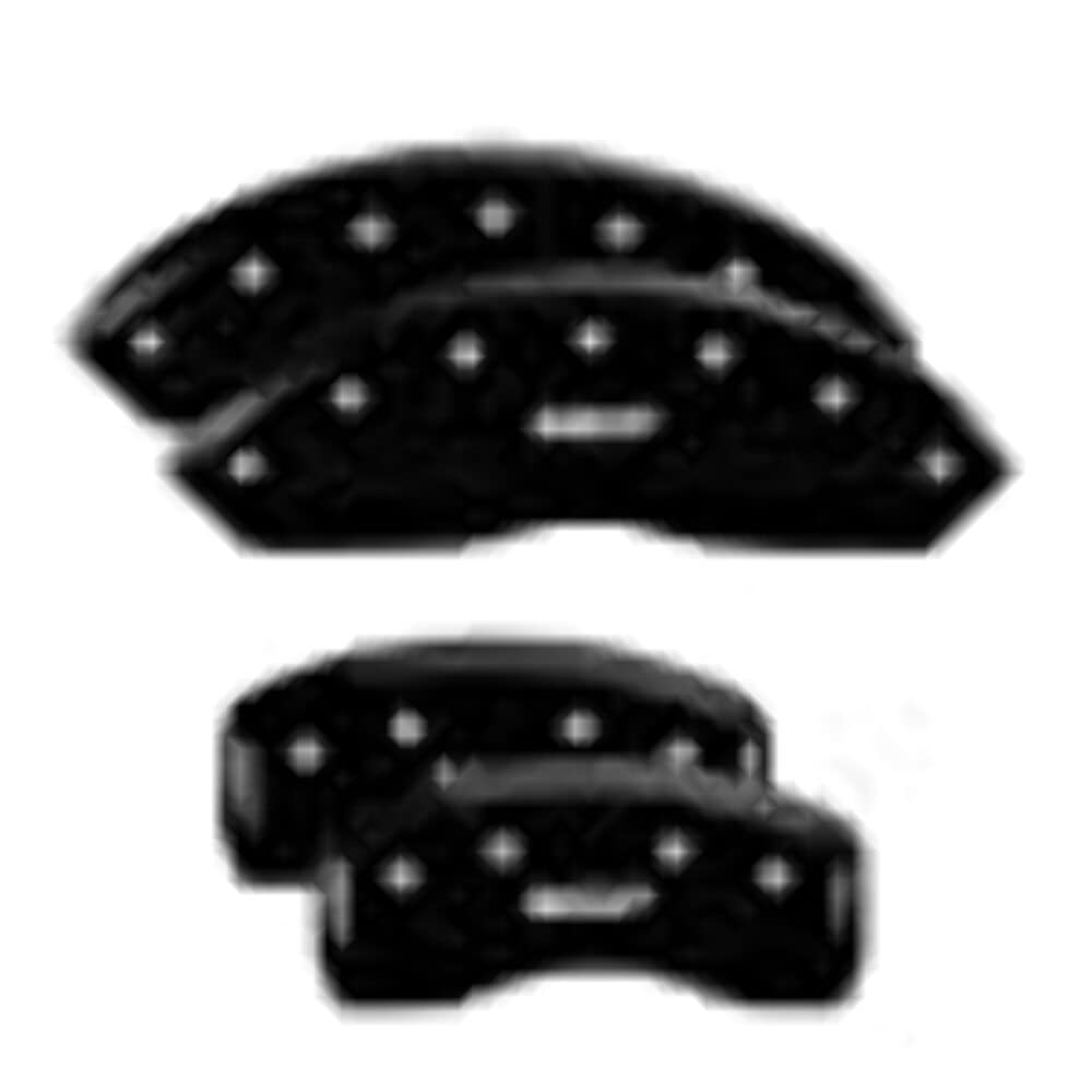 MGP Black Powder Coat Finish Caliper Covers 54015SMGPBK, Silver Characters, Set of 4