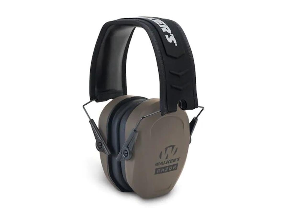 Walker's Passive Razor Slim Earmuff - Ultra Low-Profile Earcups - Flat Dark Earth (GWP-RSMPAS-FDE)