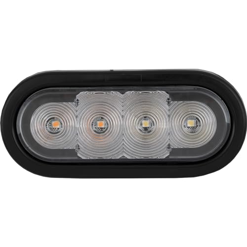 Buyers Products 6 Inch SL62AC - LED Oval Strobe Light for Trucks, Emergency & Trailer Lights – Amber/Clear LEDs with Clear Lens, SAE J595 Class 1, IP67 Waterproof, 12–24V, 5-Year Warranty
