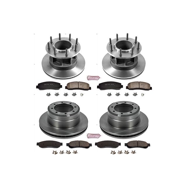 Power Stop Autospecialty KOE4034 Front and Rear Replacement Brake Kit-OE Brake Rotors & Ceramic Brake Pads For Ford F-350 Super Duty 2005-2007 [Model Specific]