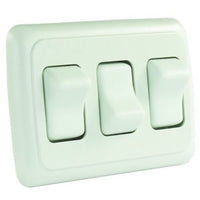 Triple JR Products 12025 White SPST On-Off Switch with Bezel