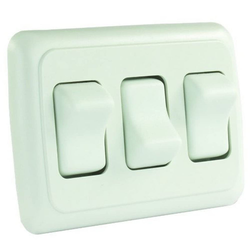 Triple JR Products 12025 White SPST On-Off Switch with Bezel