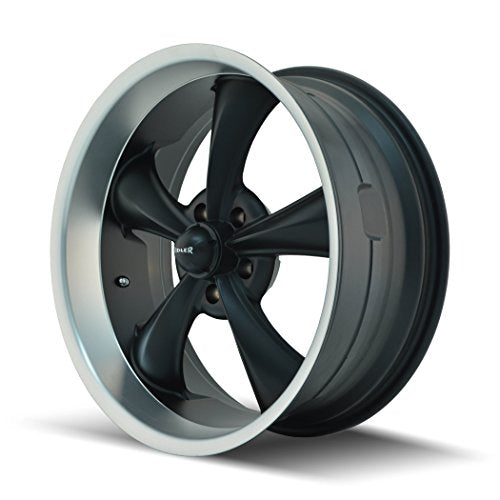 17x7 695, Bolt Pattern: 5x4.5/, Offset: 0, MATTE BLACK/MACHINED LIP, set of 1