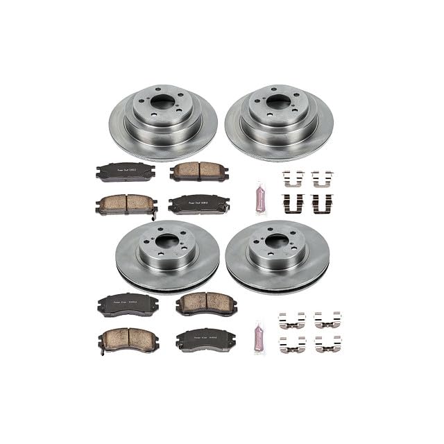 POWERSTOP Autospecialty KOE444 Front and Rear Replacement Brake Kit-OE Brake Rotors & Ceramic Brake Pads For Subaru Impreza 1993-1996, Subaru Legacy 1990-1996 [Model Specific]
