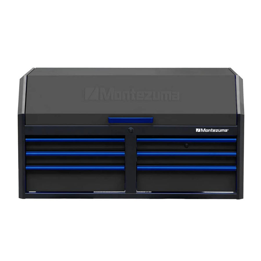 Montezuma Tool Box - 6 Drawer Tool Chest 56" x 24" with multiple Power Outlets & Black Powder Coat Finish - M562406CH