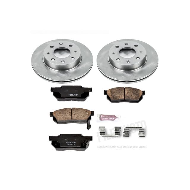 POWERSTOP Autospecialty KOE4795 Front Replacement Brake Kit-OE Brake Rotors & Ceramic Brake Pads For Honda CRX 1988-1991, Honda Insight 2001-2006 [Model Specific]