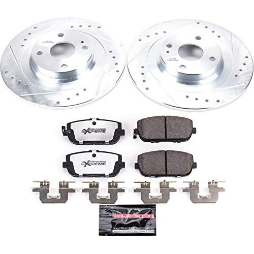 Power Stop K7362-26 Z26 Carbon Fiber Brake Pads Rear with Drilled & Slotted Brake Rotors Kit For Fiat 124 Spider 2017-2020 | Mazda MX-5 Miata 2016-2022 [Vehicle Specific]