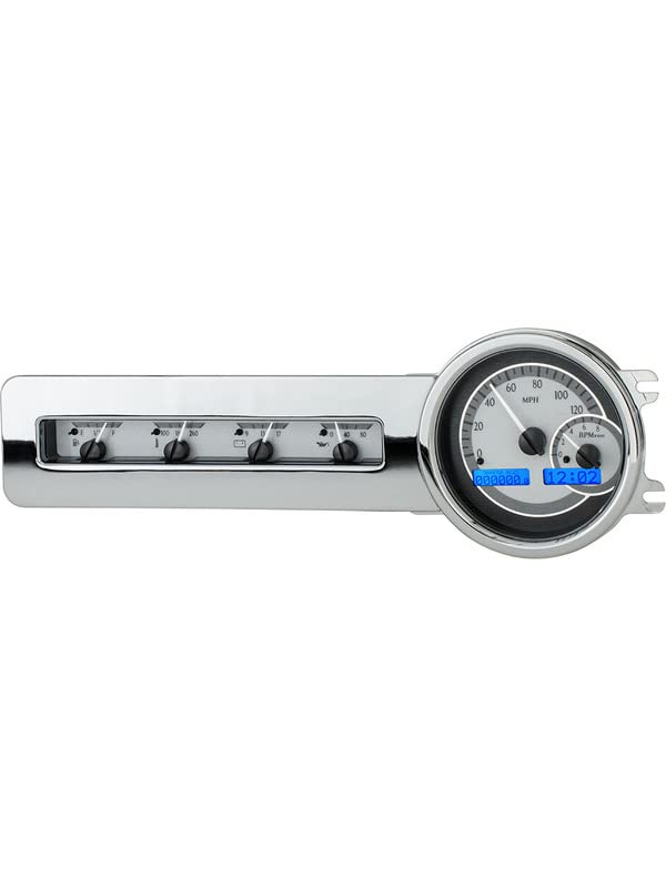 VHX-41C-S-B Dakota Digital 41-48 Chevy Car Analog Dash Gauge System Silver Alloy Blue