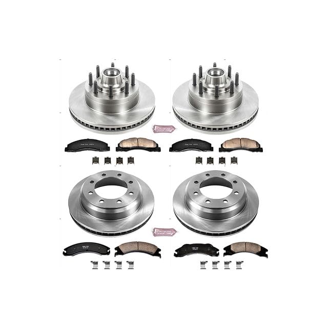 Power Stop KOE4131 Replacement Brake Kit-OE Front and Rear Brake Rotors & Ceramic Pads For E-150, E-250, E-350 Super Duty, E-350 Super Duty, E-450 Super Duty [Model Specific]