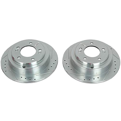 Power Stop Rear JBR1523XPR Evolution Performance Drilled, Slotted & Plated Brake Rotor Pair For Kia Amanti 2004-2006 [Model Specific]