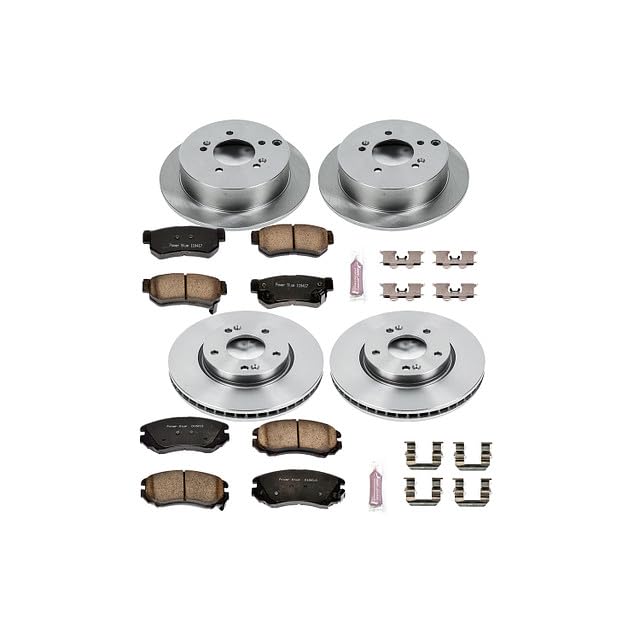 POWERSTOP KOE4448 Front and Rear Stock Replacement Brake Pad and Rotor Kit Autospecialty For Hyundai Tucson 2005-2009, Kia Sportage 2005-2010 [Model Specific]