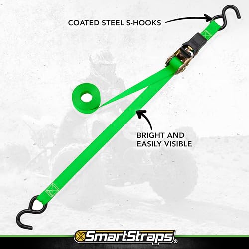 4-Pack SmartStraps 155 10ft Padded Ratchet Straps GRN (Bulk) 1,500lb