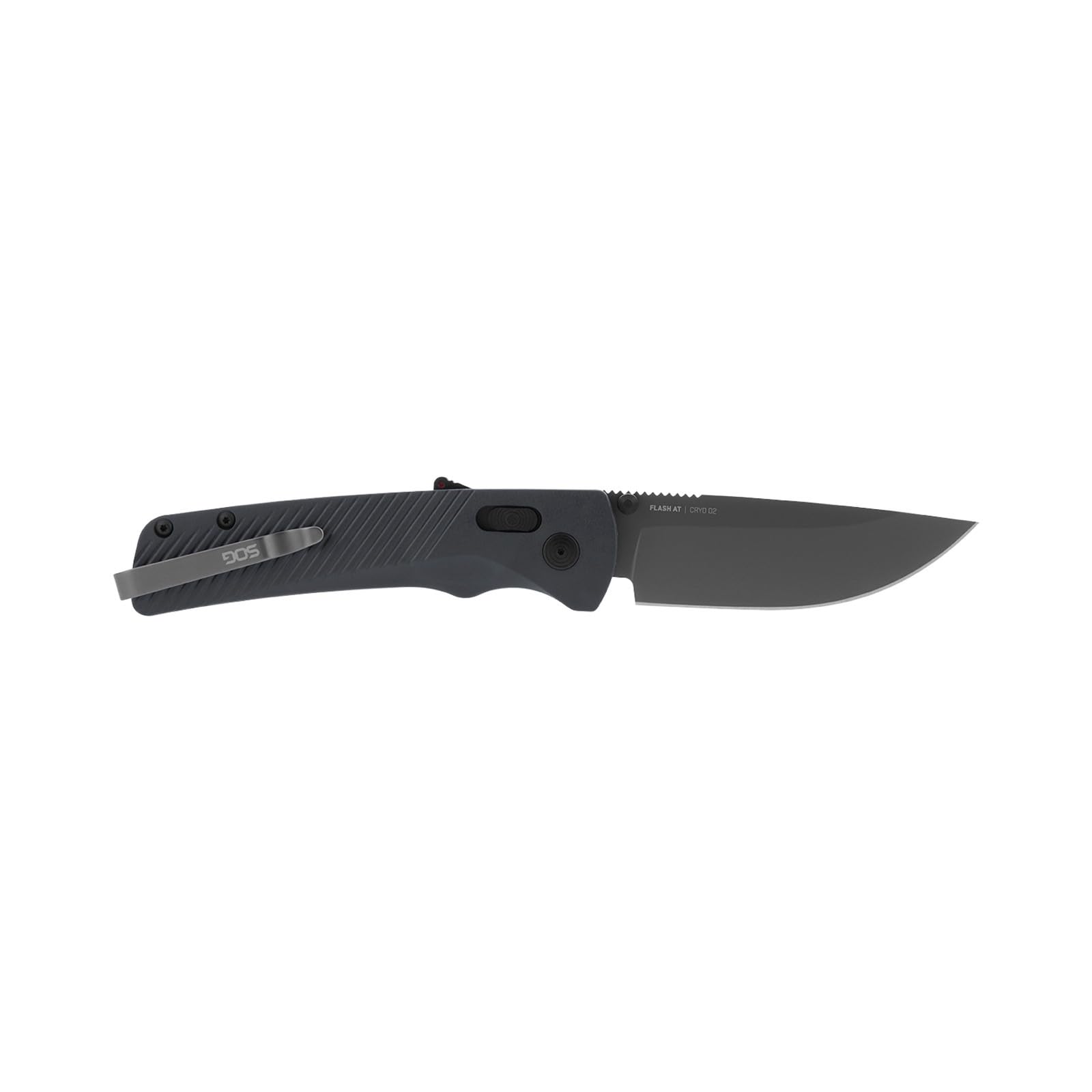 SOG Flash AT Ambidextrous Daily Carry Straight Pocket Folding Knife| Ergonomic Handle & Deep-Carry Clip | D2 Steel Blade, Urban Grey