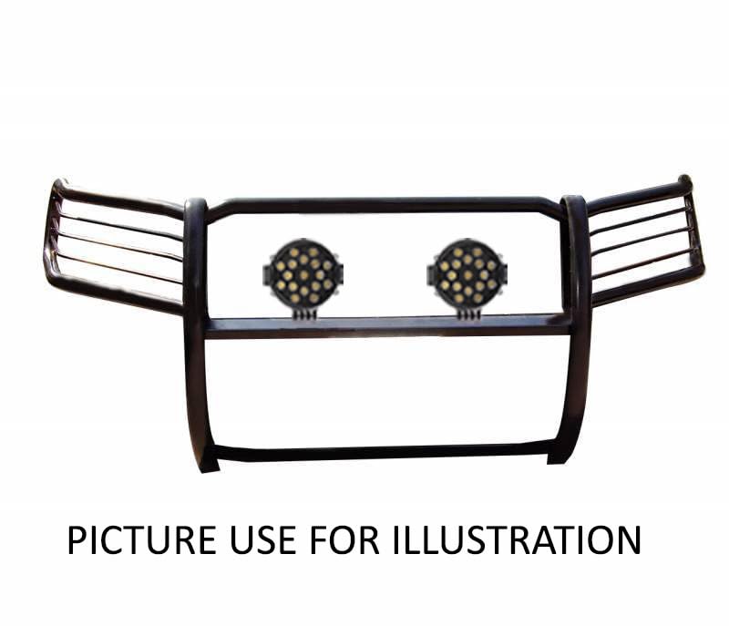 Bumper Guard Modular Black Horse Grille brush Come With pair of 7.0"Dia.LED Lights with Black Trim Rings Compatible with 2001-2007 Toyota Highlander-17TL26MA-PLB
