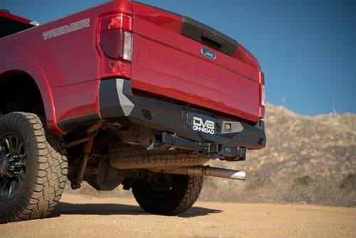 Offroad DV8 Spec Series Rear Bumper for 2017-2025 Ford Super Duty | Full-Width Design | Pair of Pod Light Mounts | Retains Factory Parking Sensors | Compatible with Factory Hitch | Steel Construction