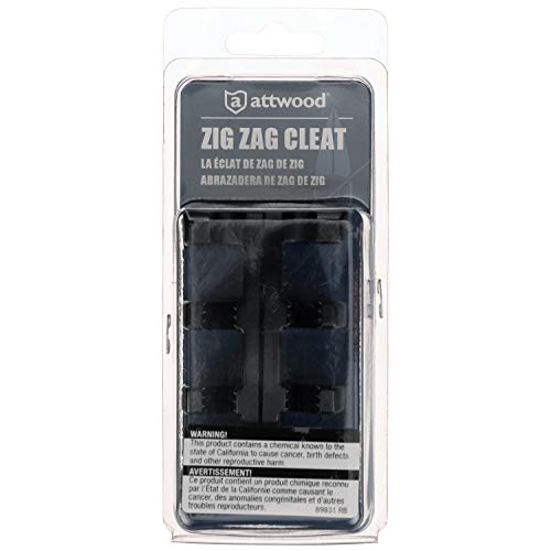Attwood Zig-Zag Cleats 11926-7, 3 ½ Inches Long, Nylon, Black, for Rope Up to 3/8-Inch Diameter, Drilled for 2 Fasteners, Pair