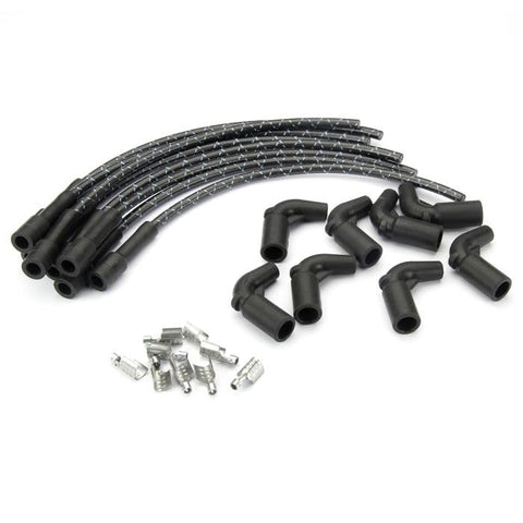 Lokar Performance PW-1015 Products Plug Wire Kit Ls Coil To Plug, 180D Plug, 90D Coil, Cut To Fit Black With Blue Tracers