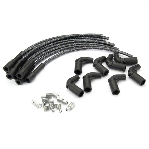 Lokar Performance PW-1015 Products Plug Wire Kit Ls Coil To Plug, 180D Plug, 90D Coil, Cut To Fit Black With Blue Tracers