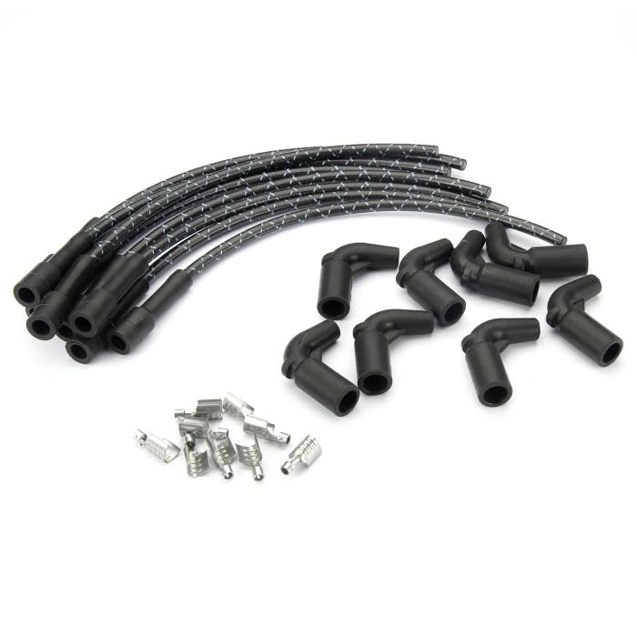 Lokar Performance PW-1015 Products Plug Wire Kit Ls Coil To Plug, 180D Plug, 90D Coil, Cut To Fit Black With Blue Tracers