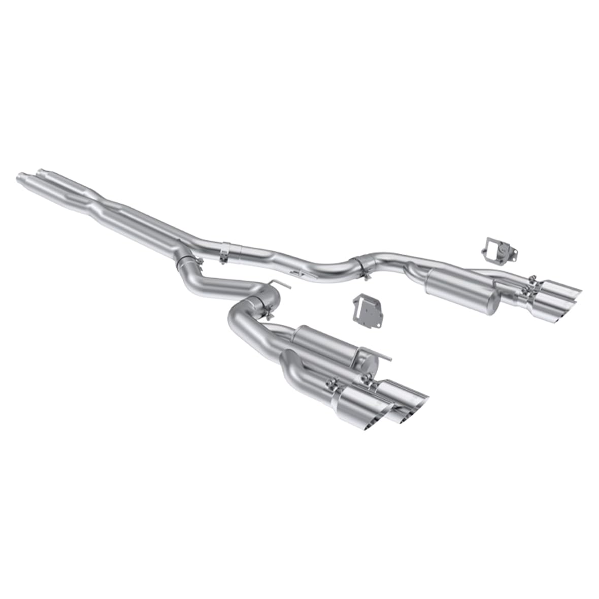 3" MBRP T304 Stainless Cat-Back — Dual Split Rear w/Quad Tips — Compatible with 2024+ Ford Mustang 5.0L — Non-Valved Version (does not retain factory valves)