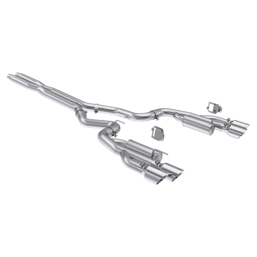 3" MBRP T304 Stainless Cat-Back — Dual Split Rear w/Quad Tips — Compatible with 2024+ Ford Mustang 5.0L — Non-Valved Version (does not retain factory valves)
